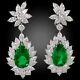 New 4 Ct Pear Simulated Emerald Women's Earring's 14k White Gold Plated Silver