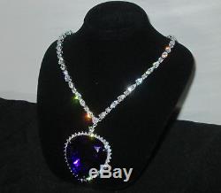 New Beautiful Large Heart of the Ocean Blue Crystal Titanic Rose Necklace