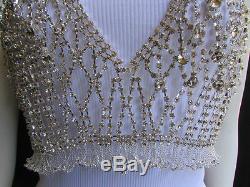 New Women Statement Full Body Silvers Chains Jewelry Rhinestones Skirt Bra Top