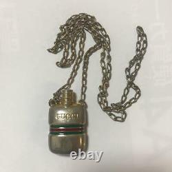 Old Gucci Perfume Bottle Motif Sherry Line Chain Necklace Pendant Gold Color