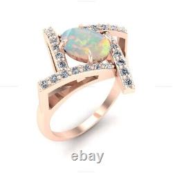Opalite Diamond Engagement Statement Wedding Ring 14k Rose Gold Fine Jewelry