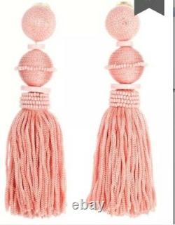 Oscar De La Renta Ball tassel Drop Earrings Grapefruit Color $465