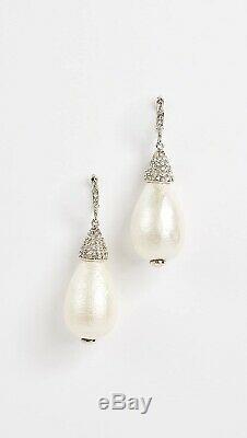 Oscar de la Renta 176847 Womens Imitation Pearl Crystal Drop Earrings Pearl