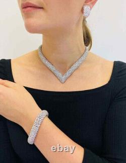 Out Standing Snake Skin Design With White Round Cut CZ Choker Silver Necklace