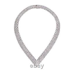 Out Standing Snake Skin Design With White Round Cut CZ Choker Silver Necklace