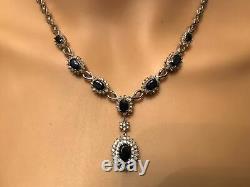 Oval 19CT Simulated Sapphire Gold Plated 925 Silver Tennis Necklace