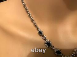 Oval 19CT Simulated Sapphire Gold Plated 925 Silver Tennis Necklace