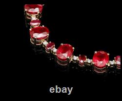 Oval 20Ct Simulated Ruby Gold Plated 925 Silver Pretty Tennis Necklaces