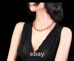 Oval 20Ct Simulated Ruby Gold Plated 925 Silver Pretty Tennis Necklaces