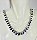 Oval 75 Ct Simulated Sapphire Necklace Tennis Gold Plated 925 Silver