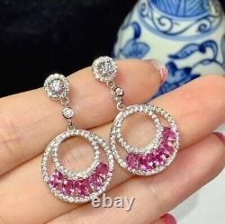 Oval Cut Simulated Sapphire Stunning Drop/Dangle Earring 14k White Gold Plated