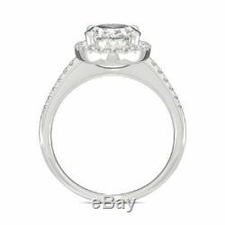Oval Cut VVS1 Halo Engagement Wedding Ring 14k White Gold Over Women's Spacial