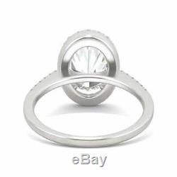 Oval Cut VVS1 Halo Engagement Wedding Ring 14k White Gold Over Women's Spacial