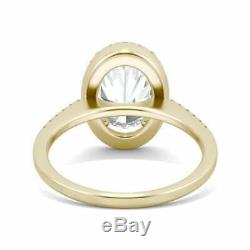 Oval Cut VVS1 Halo Engagement Wedding Ring 14k Yellow Gold Over Women's Spacial