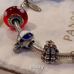 PANDORASterling Silver Lobster Clasp Bracelet with 9 Charms ALE/925 RAREEUC