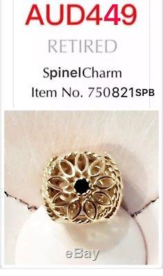 PANDORA GENUINE 14k Gold Delicate Beauty w Black Spinel Charm 750821SPB