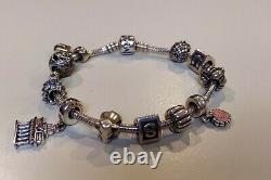 PANDORA Sterling Silver Loaded Charm Bracelet with 11 Charms ALE-925 EUC