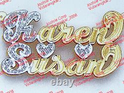 PERSONALIZED DOUBLE PLATE TWO 2 NAME s COUPLE NECKLACE CHAIN AnyNames US Ship