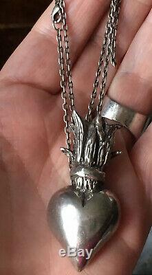 Pamela Love Sacred Heart Antiqued Silver Plated Beautiful Free Ship