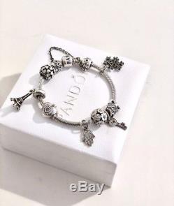 Pandora original bracelet Sterling Silver 925 With Beautiful 9 Charms