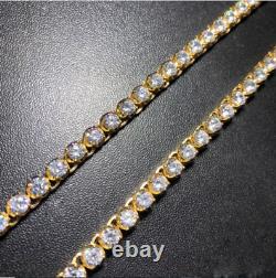 Party Wear Tennis Style Necklace With 7mm White Moissanites Studded Yellow Plate