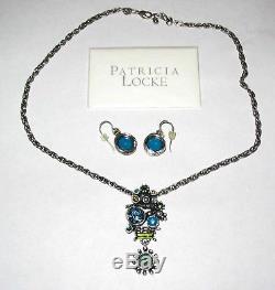 Patricia Locke Silver Tone Necklace & Earrings with Beautiful Swarovski Crystals