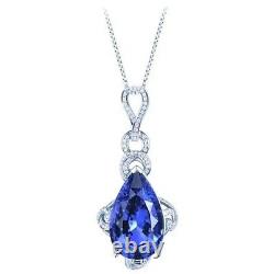 Pear Cut 3Ct Simulated Blue Sapphire Women's Charm Pendant 14K White Gold Plated