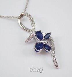 Pear Cut Simulated Sapphire Infinity Style Pendant 14K White Gold Plated Silver