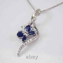 Pear Cut Simulated Sapphire Infinity Style Pendant 14K White Gold Plated Silver