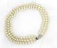 Pearl Necklace Jackie Kennedy Style Pearls Triple Strand Almost Choker Necklace