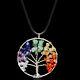 Pendant Necklace Natural Gemstone Tree Of Life 7 Chakra Healing Crystal Charm