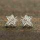 Pretty 3.00 Ct Round Cut Moissanite Leaf Stud Earrings 14k White Gold Plated