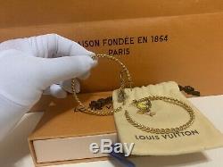Pristine Louis Vuitton Sweet Monogram Creole Hoop Earrings Charm Gold Beautiful