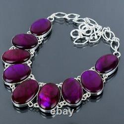 Purple Labradorite Gemstone Necklace 925 Sterling Silver Labradorite Necklace