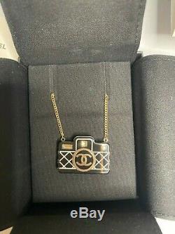 RARE CHANEL Coco Mark Camera Necklace, Black Gold, D19C, AUTHENTIC, Brand New