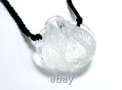 RARE LALIQUE FLACON CYTHEREE BOTTLE CRYSTAL with CROCHETED CORD NECKLACE PENDANT