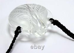 RARE LALIQUE FLACON CYTHEREE BOTTLE CRYSTAL with CROCHETED CORD NECKLACE PENDANT
