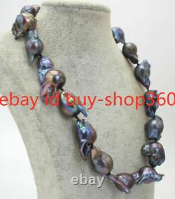 REAL HUGE AAA SOUTH SEA Black BAROQUE PEARL NECKLACE 24inches