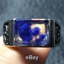 Rare Natural Beautiful Blue Dumortierite Crystal ring Polished18061301