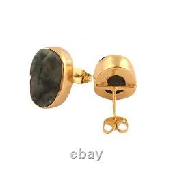 Raw Gemstone Stud Earrings Gold Plated Birthstone Dainty Stud Earring Gift 4 Her