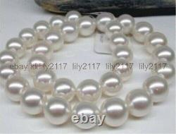 Real Huge 18 Aaa 11-12mm Perfect Round South Sea White Pearl Necklace 14k