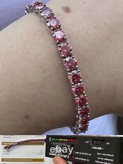 Real Iced Pink MOISSANITE 5mm Tennis Bracelet 925 Silver Pass Diamond Test