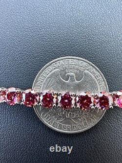 Real Iced Pink MOISSANITE 5mm Tennis Bracelet 925 Silver Pass Diamond Test