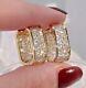 Real Moissanite 1.50ct Round Cut Huggie Hoop Earrings In 14k Yellow Gold Plated