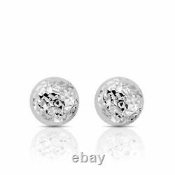 Real Solid 14k Yellow Gold Diamond Cut Ball Stud Earrings For Ladies 8mm 1/4