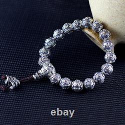 Real Solid 925 Sterling Silver Bracelets Beaded Fashion Jewelry Sizable
