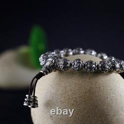 Real Solid 925 Sterling Silver Bracelets Beaded Fashion Jewelry Sizable