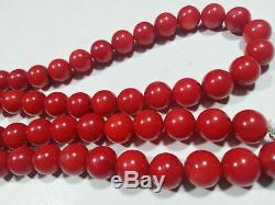 Red Round Beads Coral Necklace Mediterranean Natural 10MM 24 80 Gr