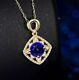 Round Cut Simulated Blue Sapphire Women's Gorgeous Pendant 14k Yellowgold Plated
