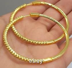 Round Cut Simulated Diamond Large Huggie Hoop Earrings In 14k Yellow Gold Plated